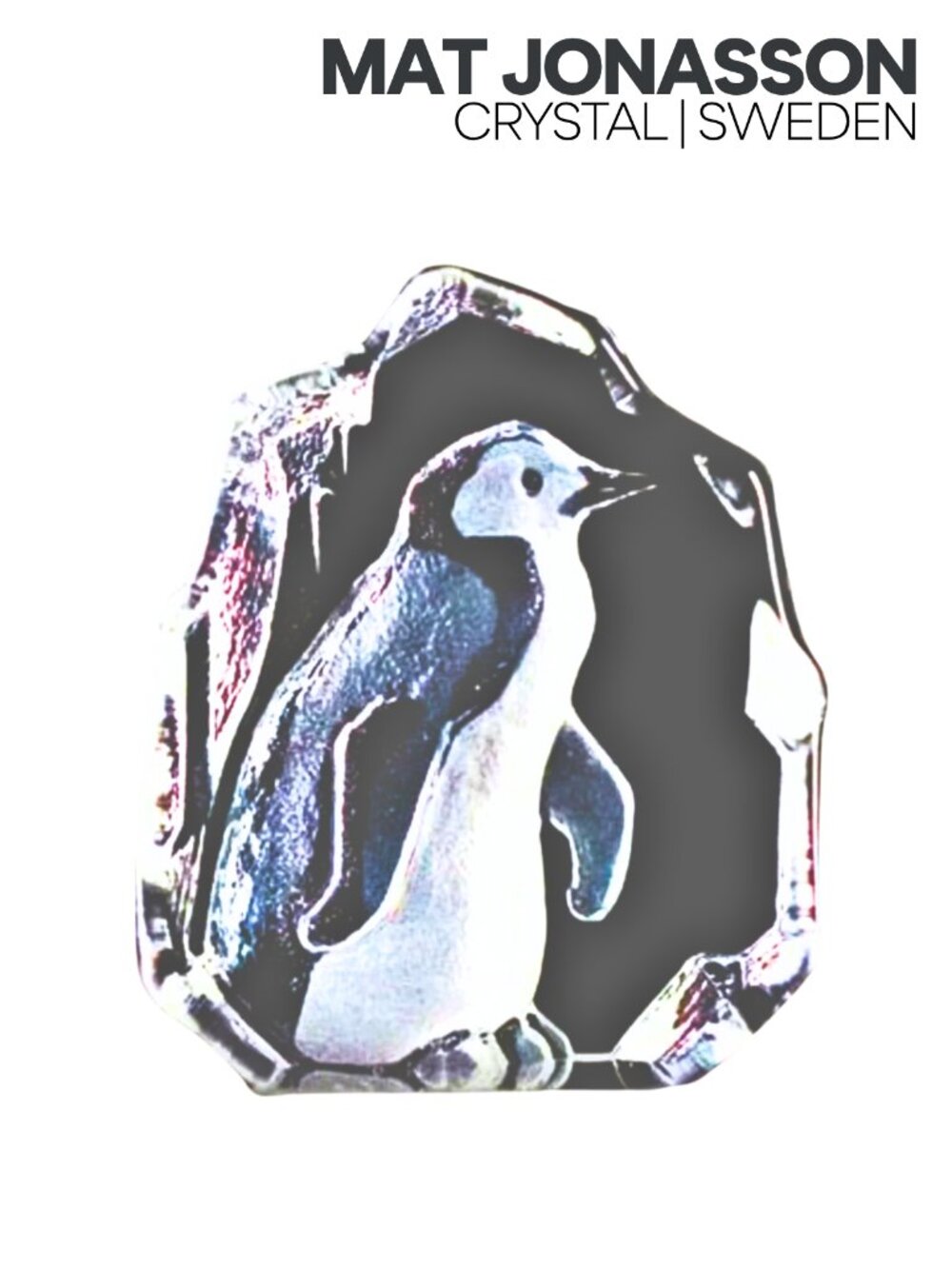 MATS JONASSON Mini Penguin Crystal Sculpture